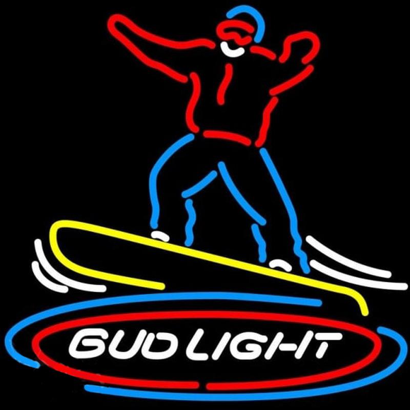 Bud Light Snowboarder Beer Sign Handmade Art Neon Sign