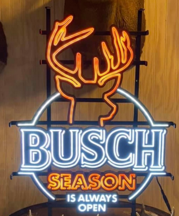 Busch season is always open neon sign