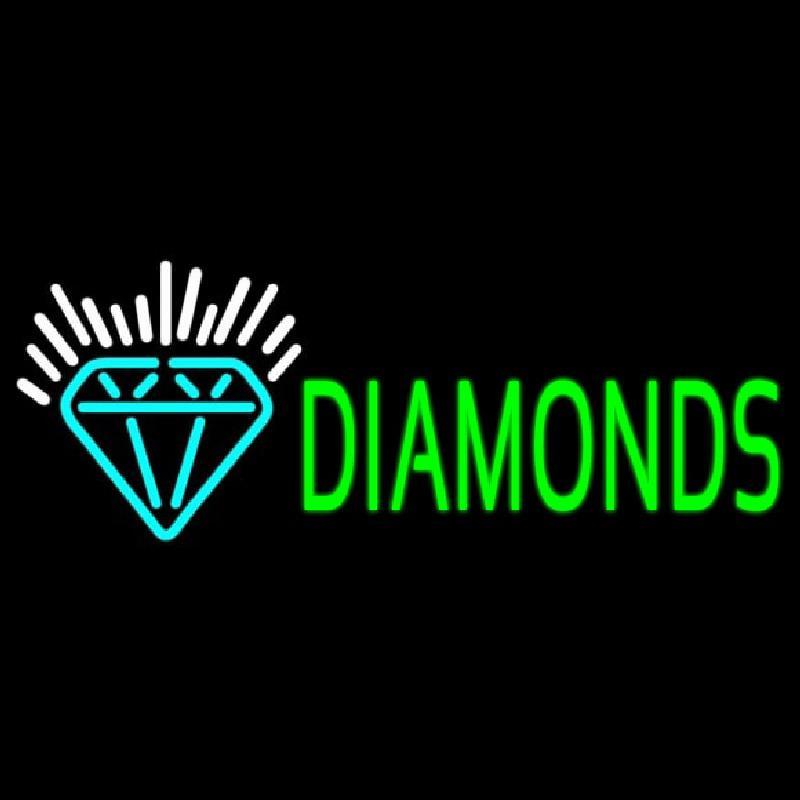 Green Diamonds Logo Handmade Art Neon Sign