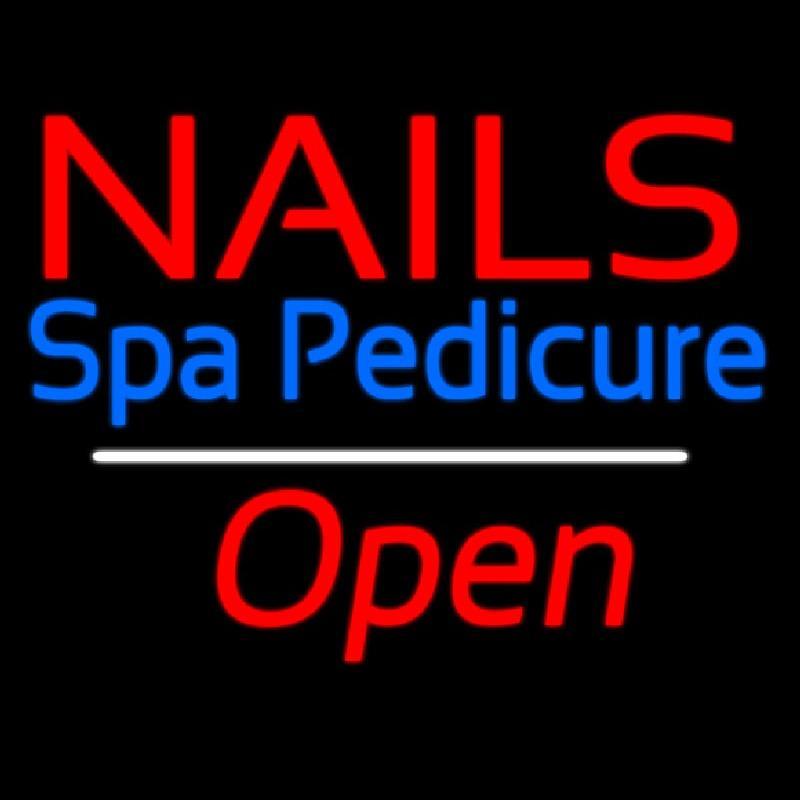 Nails Spa Pedicure Open White Line Handmade Art Neon Sign