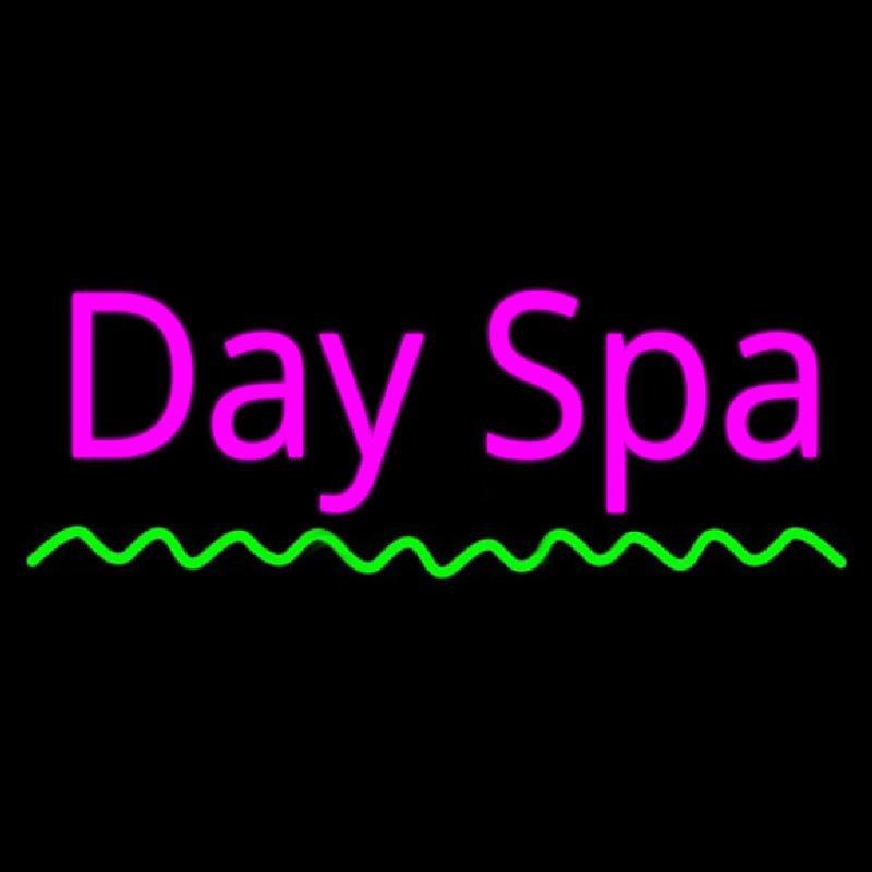 Pink Day Spa Green Waves Handmade Art Neon Sign