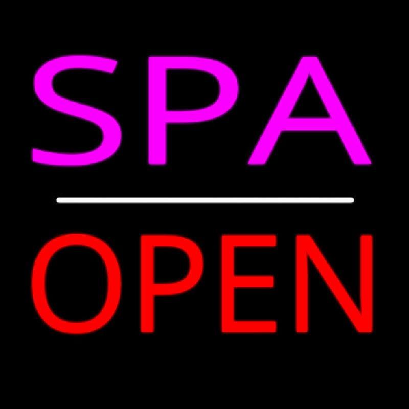 Pink Spa White Line Red Open Handmade Art Neon Sign