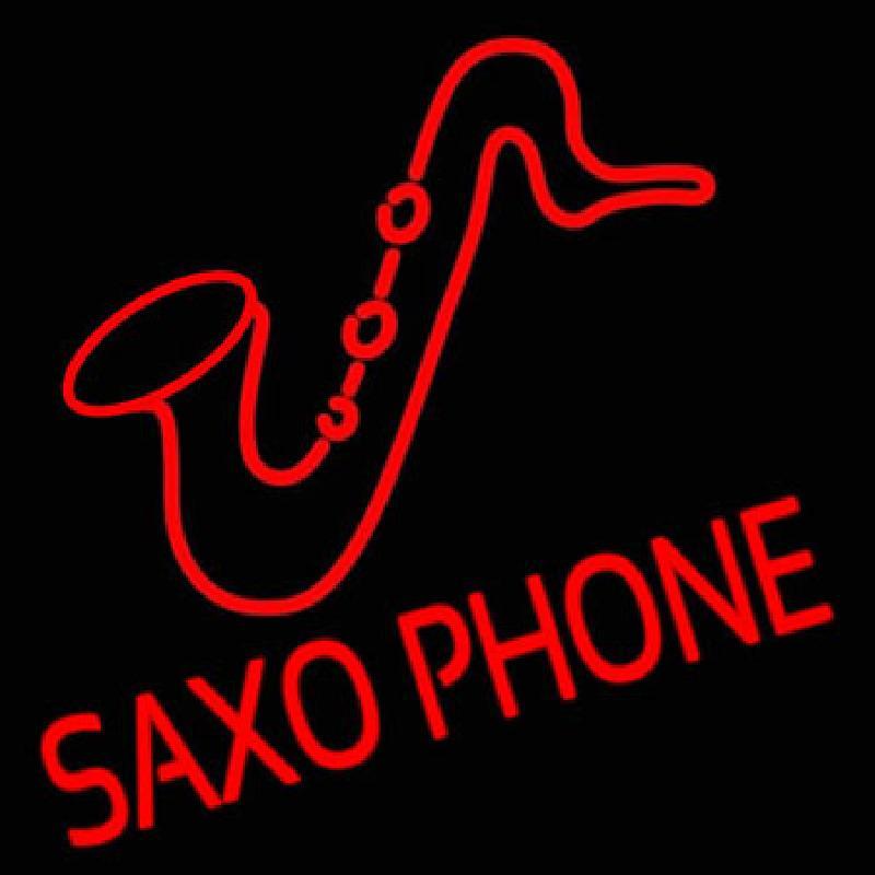 Saxophone Block Logo Handmade Art Neon Sign