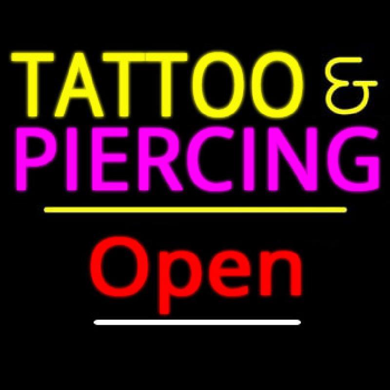 Tattoo And Piercing Open Yellow Line Handmade Art Neon Sign