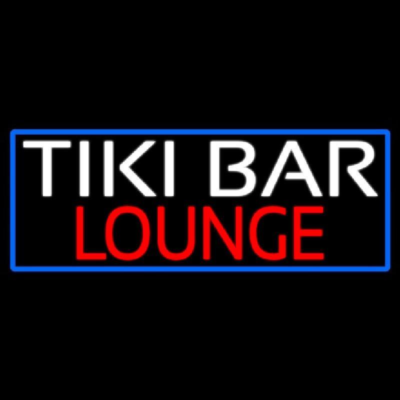 Tiki Bar Lounge With Blue Border Handmade Art Neon Sign