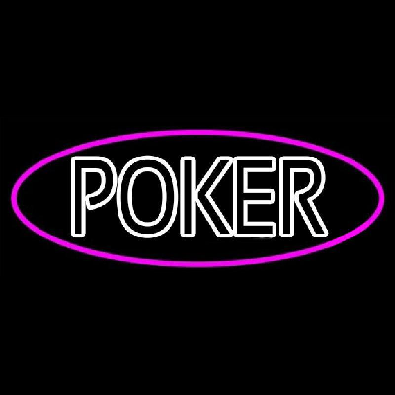 White Poker With Oval Handmade Art Neon Sign