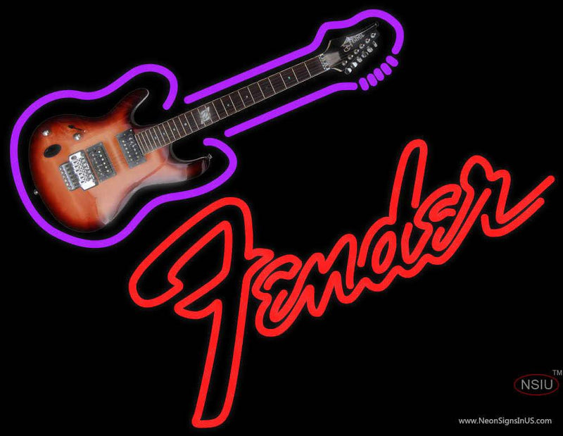 Fender Red Guitar Neon Sign