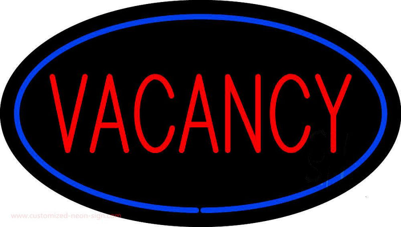 Vacancy Oval Blue Handmade Art Neon Sign