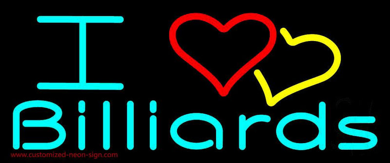 I Love Billiards 2 Handmade Art Neon Sign