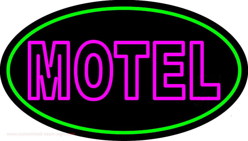 Motel With Green Border Handmade Art Neon Sign